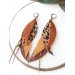 brown long feathers earrings genuine leather jewelry  