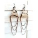 sand brown drop chain leather earrings genuine leather jewelry 