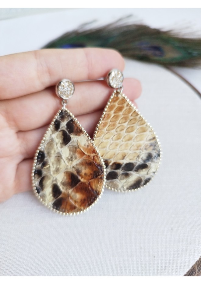 medium drop earrings genuine leather jewelry  stud earrings