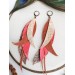 long leather feather earrings genuine leather jewelry metallic gray