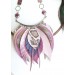 beige sand leather feather necklace