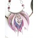 beige sand leather feather necklace