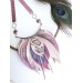 beige sand leather feather necklace