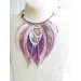 beige sand leather feather necklace