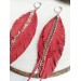 Unique high quality hand cut genuine leather feather earrings.