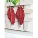 Unique high quality hand cut genuine leather feather earrings.