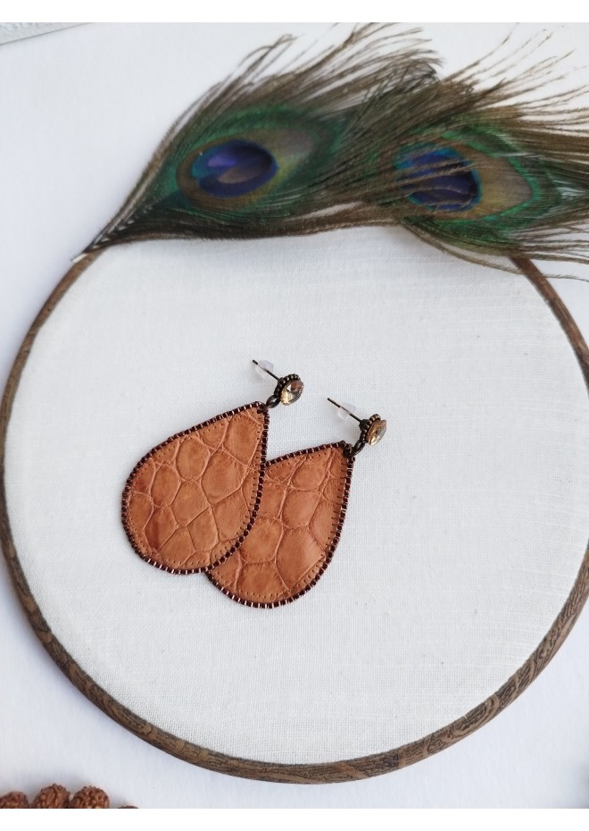 medium drop earrings genuine leather jewelry  stud earrings