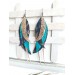 long leather feather earrings genuine leather jewelry animalprint 