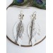 leather feather earrings white  flower connector , genuine leather jewelry 
