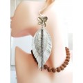 leather feather earrings white  flower connector , genuine leather jewelry 