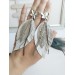 leather feather earrings white  flower connector , genuine leather jewelry 