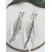 leather feather earrings white  flower connector , genuine leather jewelry 