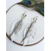 leather feather earrings white  flower connector , genuine leather jewelry 