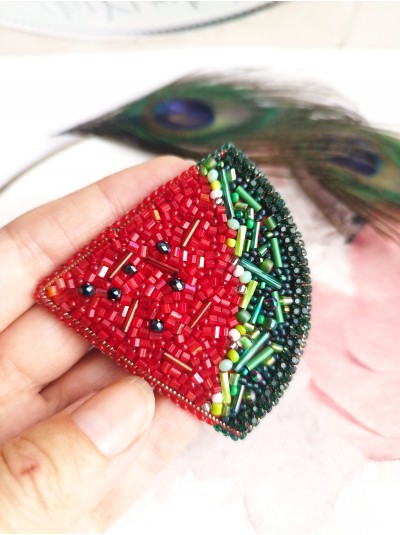 Watermelon brooch Bead embroidery brooch