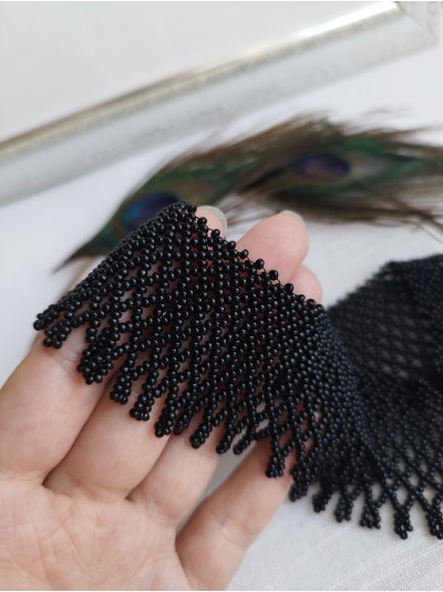 black collar beaded necklace, traditional Ukrainian beaded sylyanka.