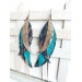 long leather feather earrings genuine leather jewelry animalprint 