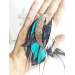 long leather feather earrings genuine leather jewelry animalprint 
