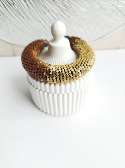 brown gold beaded bracelet, chunky handmade bracelet 