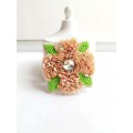 beaded flower brooch peach