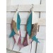 long leather feather earrings genuine leather jewelry animalprint 