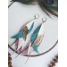 long leather feather earrings genuine leather jewelry animalprint 