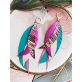 long leather feather earrings genuine leather jewelry 
