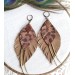 brown gold long feathers earrings genuine leather jewelry 