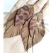 brown gold long feathers earrings genuine leather jewelry 