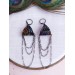 black drop chain leather earrings genuine leather jewelry 
