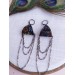 black drop chain leather earrings genuine leather jewelry 