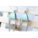 mint  silver drop chain leather earrings genuine leather jewelry 