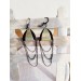 black gold drop chain leather earrings genuine leather jewelry 