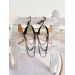 black gold drop chain leather earrings genuine leather jewelry 