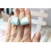 mint  silver drop chain leather earrings genuine leather jewelry 