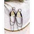 black gold drop chain leather earrings genuine leather jewelry 