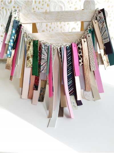 Multi colored leather collar necklace