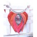 orange red  pink bib leather feather necklace