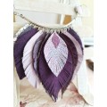purple bib leather feather necklace
