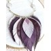 purple bib leather feather necklace