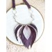 purple bib leather feather necklace