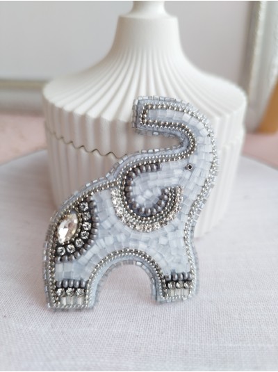 Little elephant bead embroidery brooch 