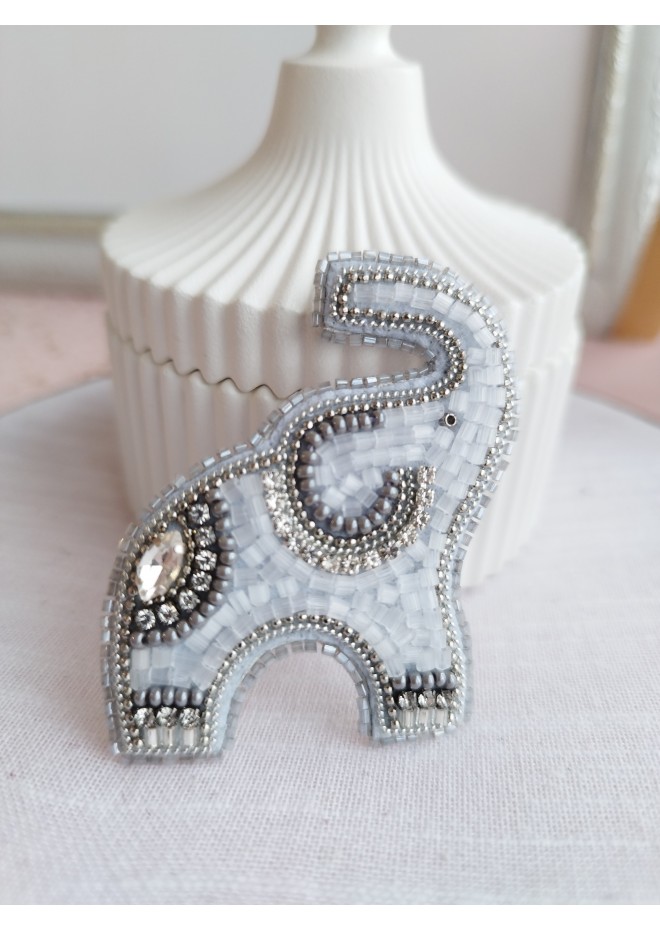 beaded embroidery brooch elephant