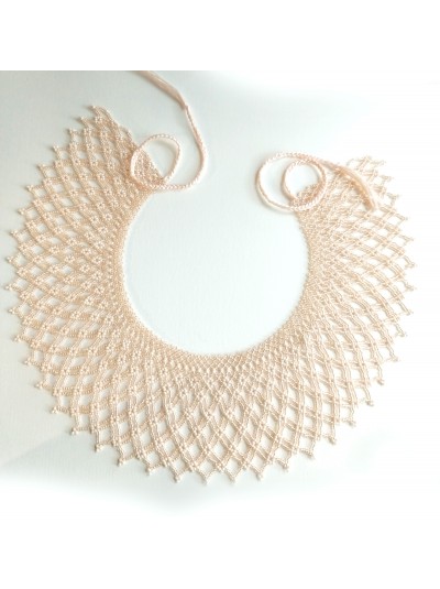 Beige collar beaded necklace, traditional Ukrainian beaded sylyanka