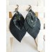 leather feather earrings black genuine leather jewelry 