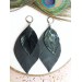 leather feather earrings black genuine leather jewelry 
