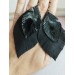 leather feather earrings black genuine leather jewelry 
