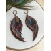 burgundy long feathers earrings genuine leather jewelry  