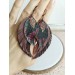burgundy long feathers earrings genuine leather jewelry  