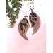 beige long feathers earrings genuine leather jewelry  