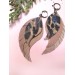 beige long feathers earrings genuine leather jewelry  